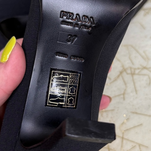 Prada Black Neoprene Square Toe Pumps Heels, Size 37 - Picture 8 of 14